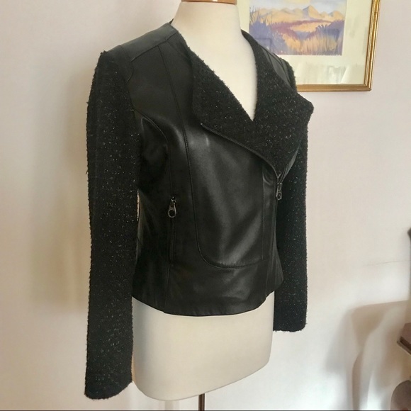 Laundry by Shelli Segal black leather jacket - Picture 2 of 8